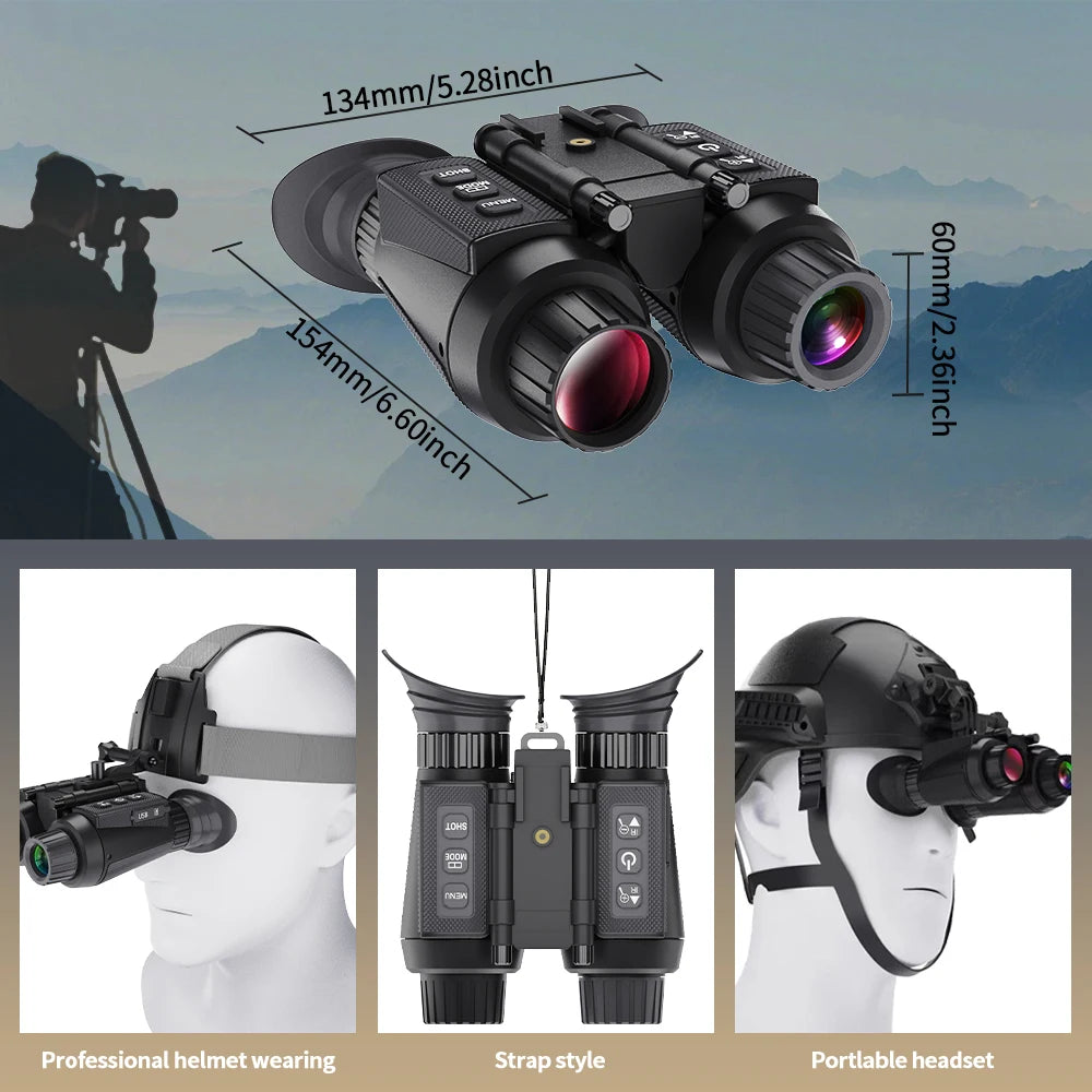 Head-Mounted Night Vision Goggles & Binoculars for Adults. Manual Focus & 8X Digital Zoom.