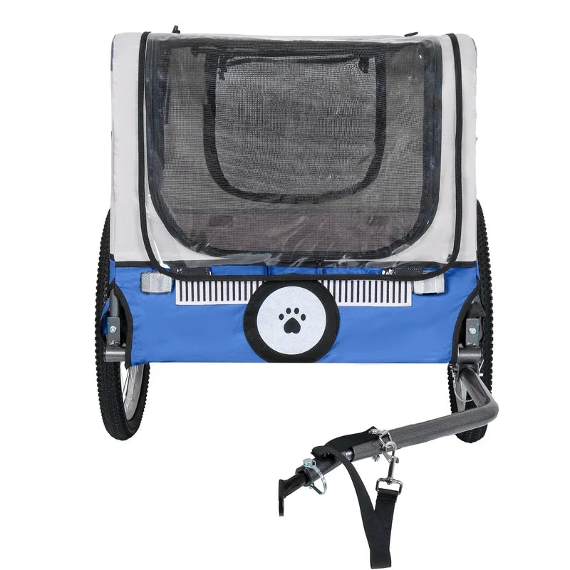 Blue Large Folding Bike Trailer for Dogs, 20×2.125in Heavy-Duty Steel Frame, Spacious All-Terrain Design for Cycling, Jogging, and Camping