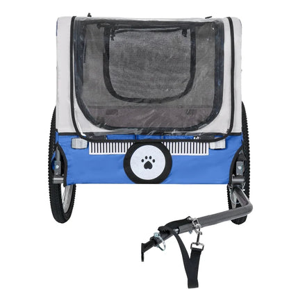 Blue Large Folding Bike Trailer for Dogs, 20×2.125in Heavy-Duty Steel Frame, Spacious All-Terrain Design for Cycling, Jogging, and Camping