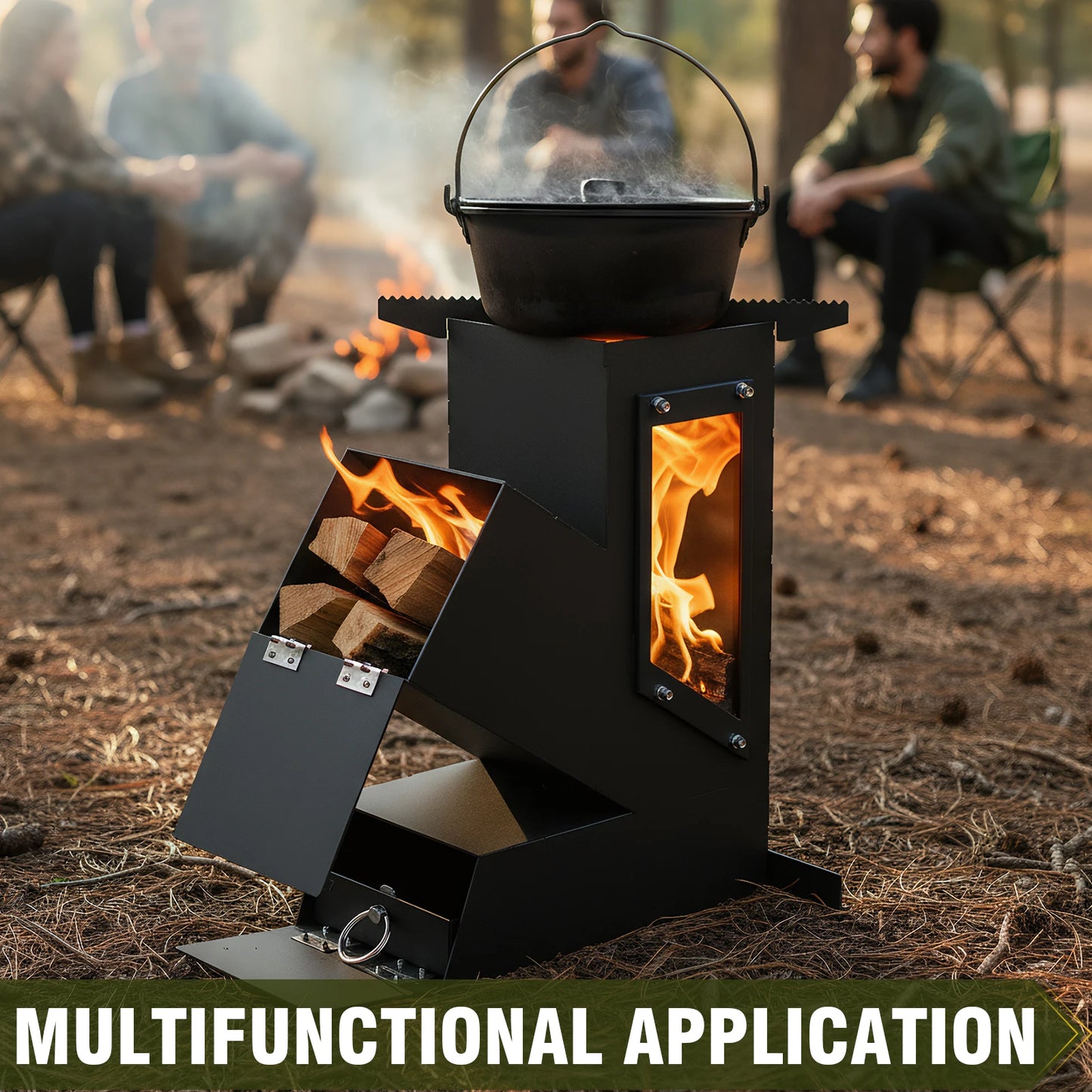 Portable Wood Burning Rocket Stove. Outdoor Cooking For Camping Grill Or Emergency Survival