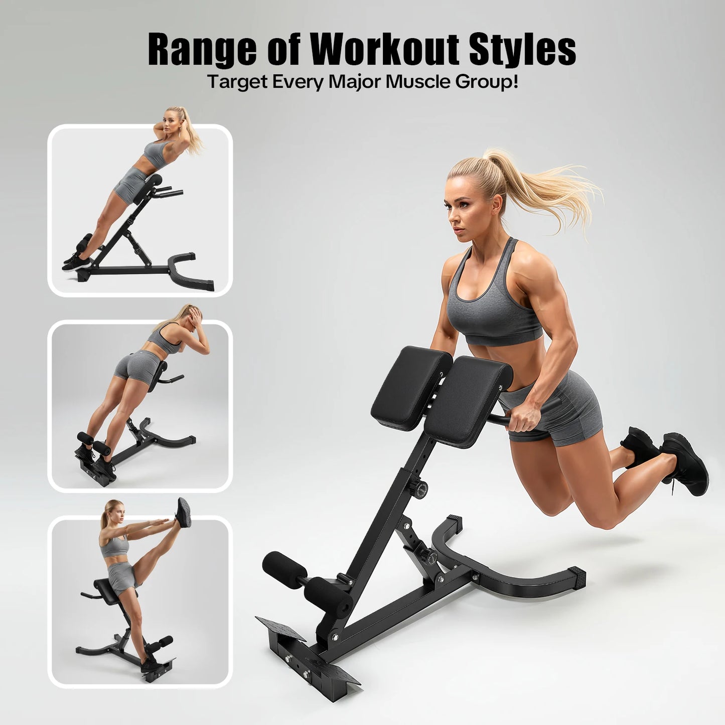 Roman Chair Hyperextension Multi-functional Core Workout Bench for Full Body Muscle Training