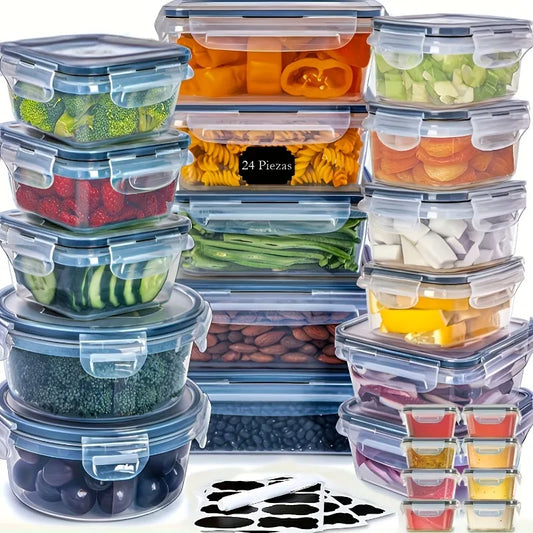 48Pcs Food Storage Set Containers & Lids with Labels