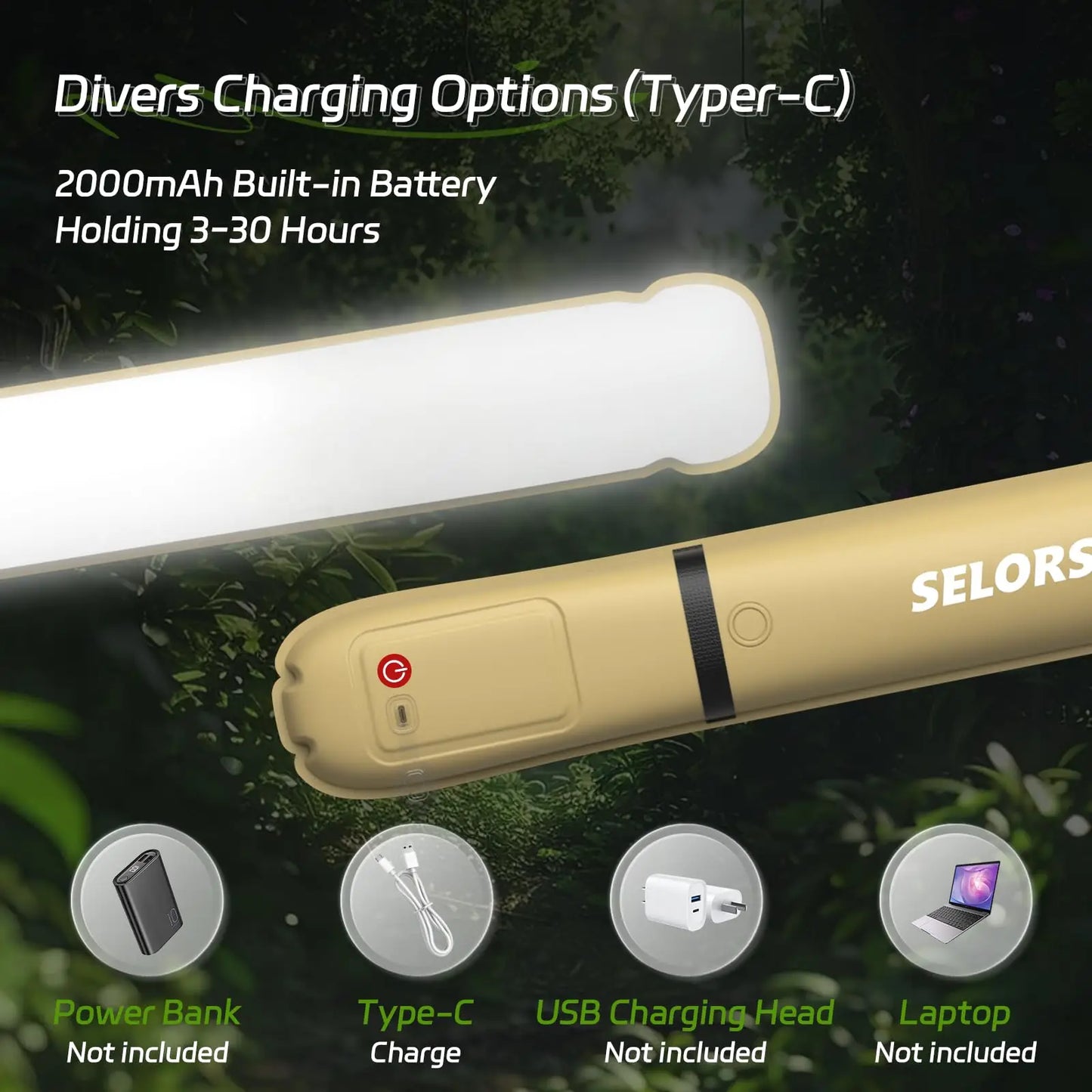 Rechargeable Camping Light / Tent Lamp. Waterproof Outdoor Spotlight