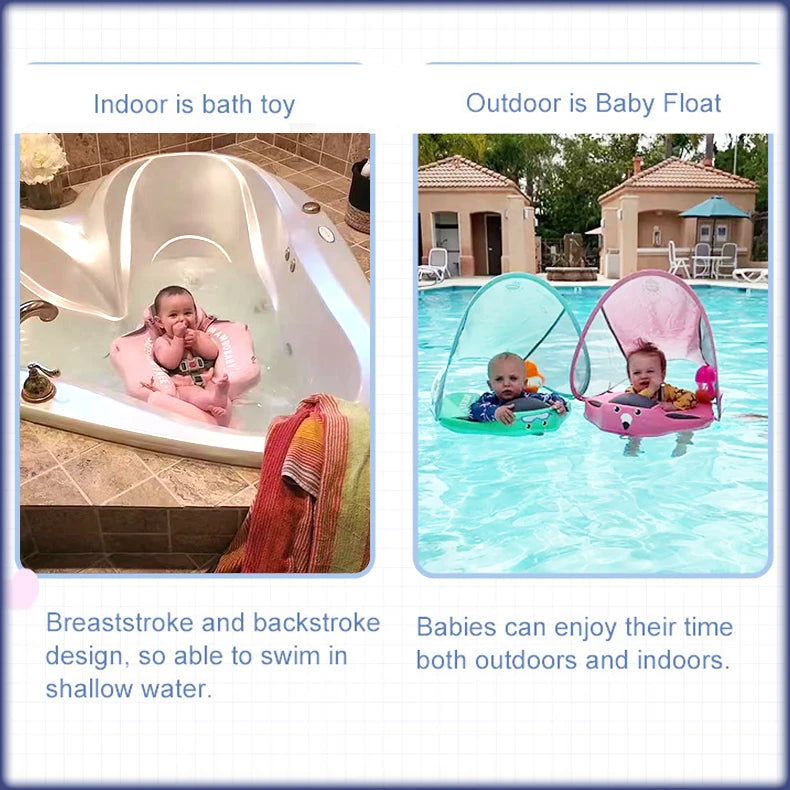 Baby Float with Sunshade Canopy and Crotch Strap.