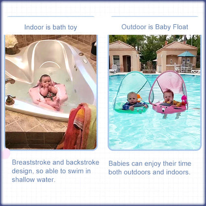 Baby Float with Sunshade Canopy and Crotch Strap.