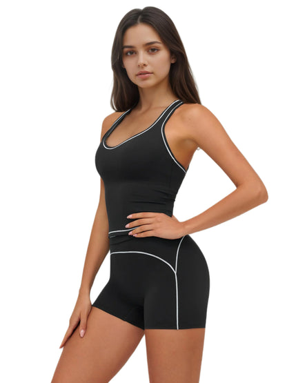 2-Piece Yoga Set, Racing Vest, Outdoor Sports Shorts,  4-Way Stretch Fitness Shorts