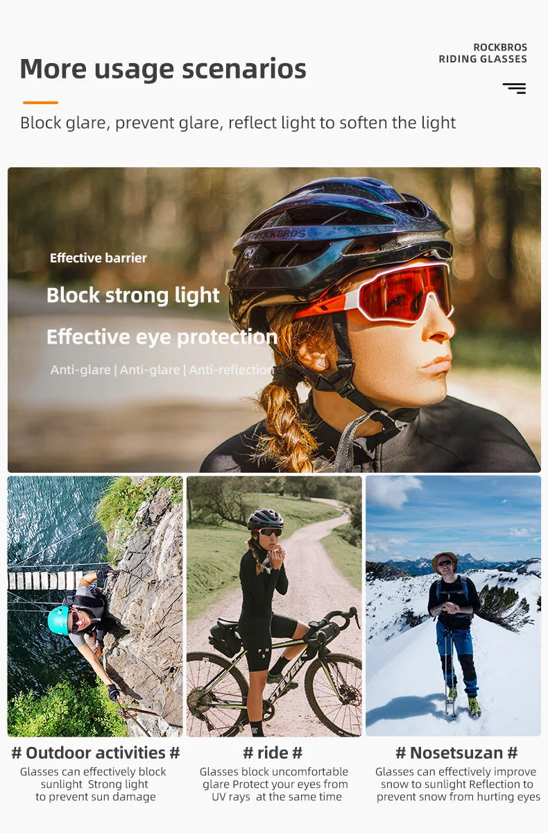 Photochromic Polarized Cycling Sunglasses Inner Frame Goggles