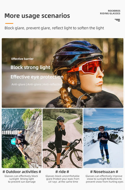 Photochromic Polarized Cycling Sunglasses Inner Frame Goggles