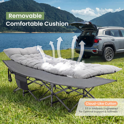 Folding Camping Bed, Beach, Lounge Chair.  3.5'' Cushion. 440 lbs Capacity