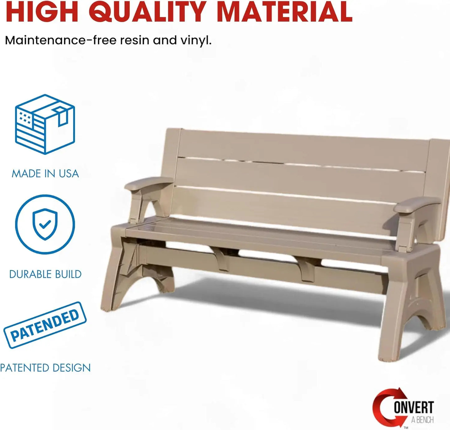 2-in-1 Outdoor Convertible Bench to Picnic Table