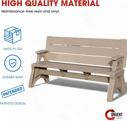 2-in-1 Outdoor Convertible Bench to Picnic Table