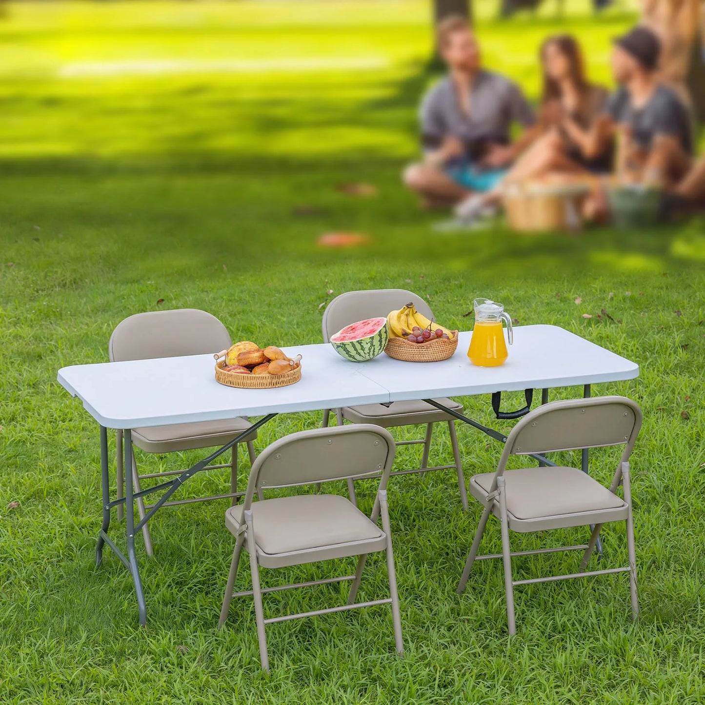 4/6/8 FT Portable Indoor Outdoor Heavy Duty Foldable Table