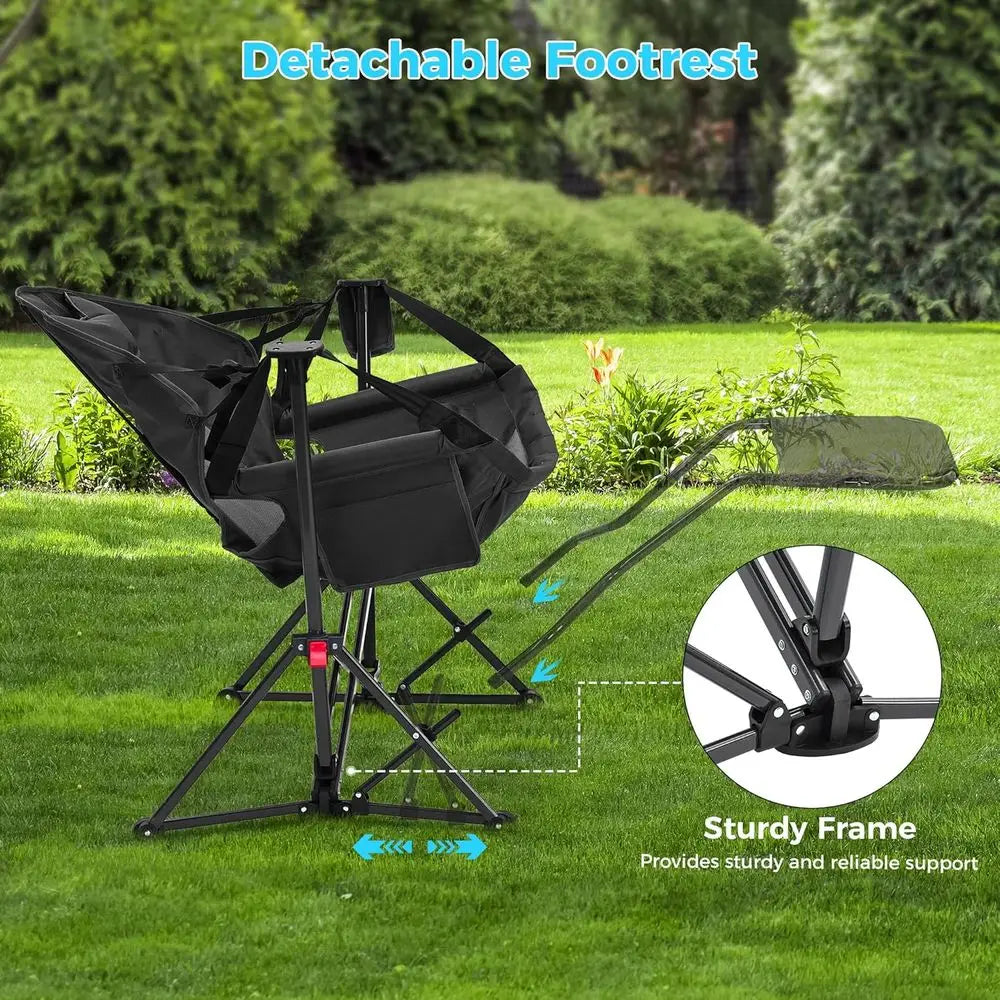 Hammock Camping Chair with Footrest, Cup Holder and Pillow