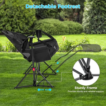 Hammock Camping Chair with Footrest, Cup Holder and Pillow