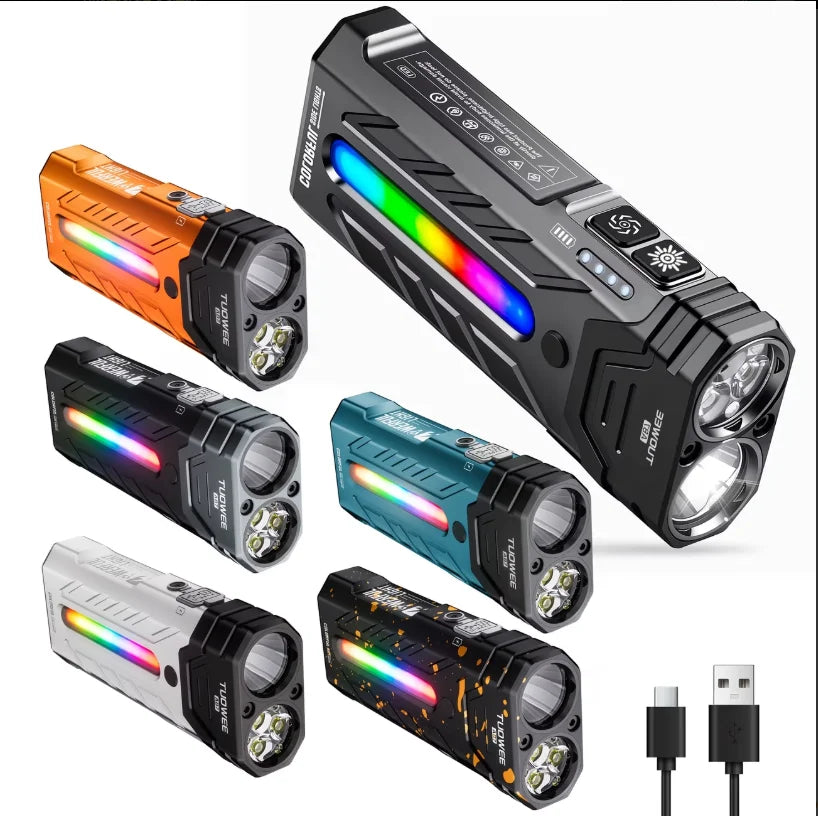 Rechargeable Magnetic LED Flashlight.  Ambient Light, Spotlight & Floodlight,