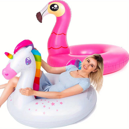 2 Pack Flamingo Unicorn Pool Float Inflatable Swimming Pool Tubes