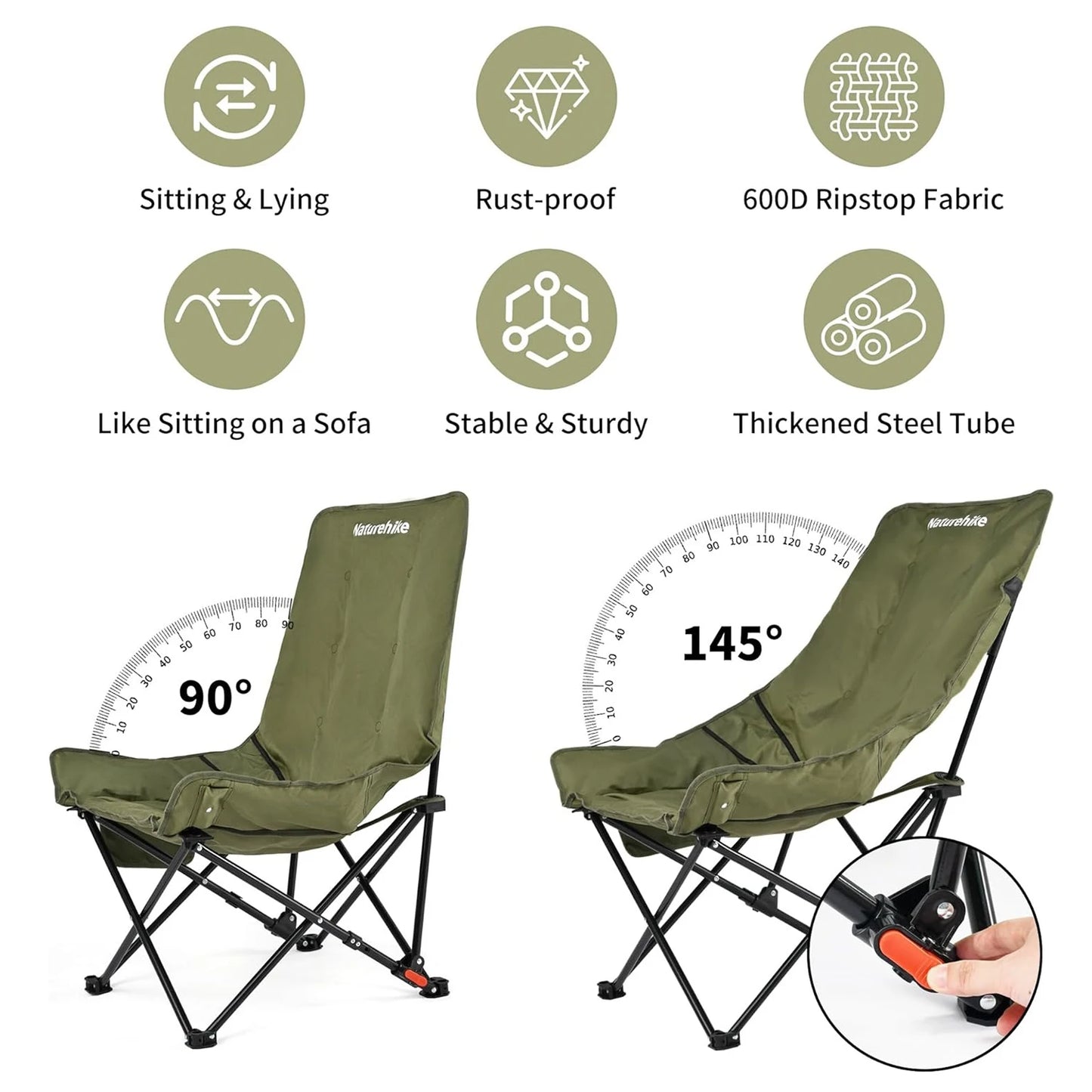High Back Moon Chair Camping Outdoor Adjustable Lounge Chair