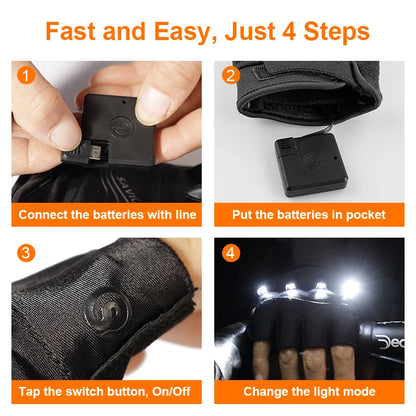LED Gloves For Mountain Biking Fishing Night Sports Anti Slip