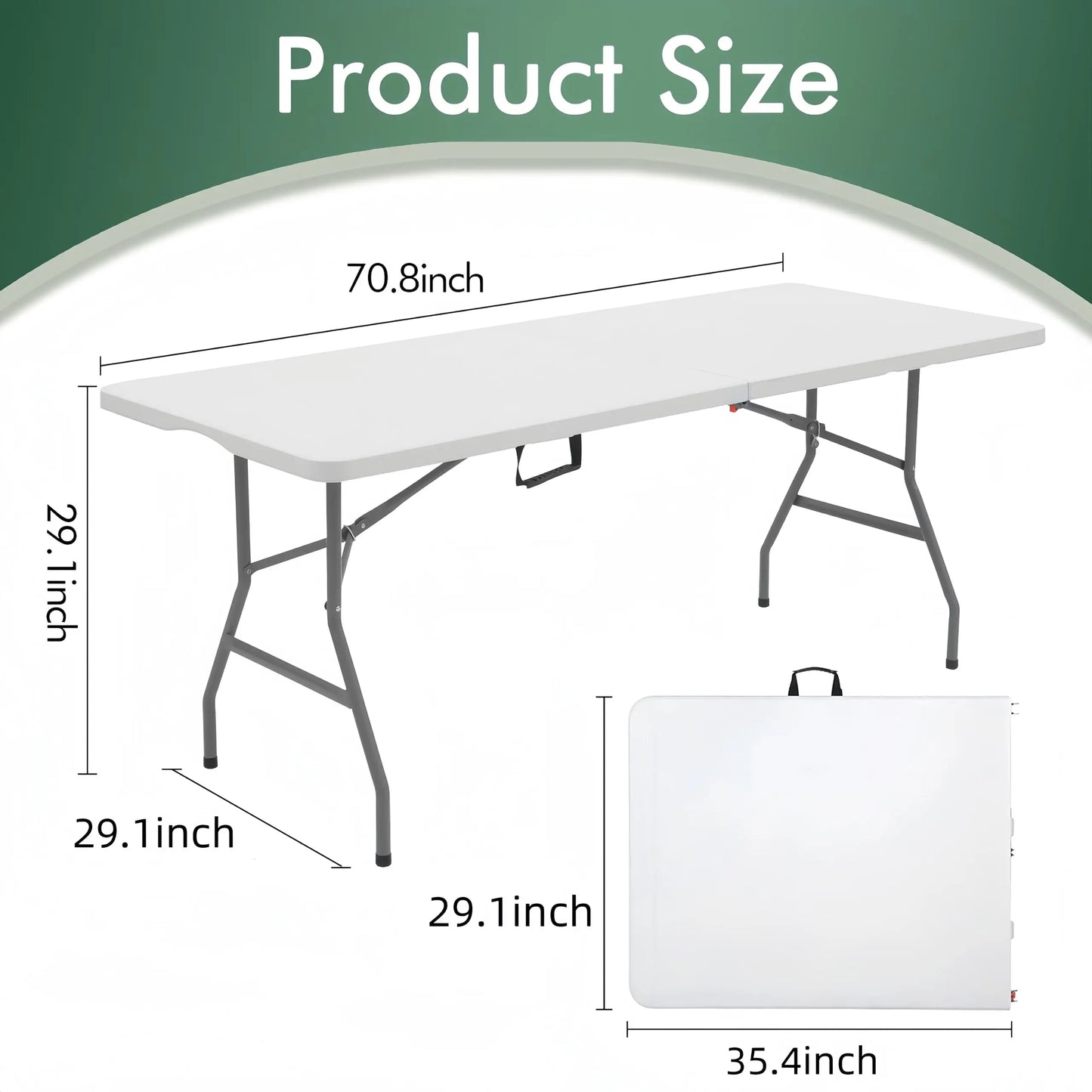 6 FT Lightweight Plastic Folding Utility Table