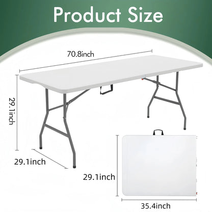 6 FT Lightweight Plastic Folding Utility Table