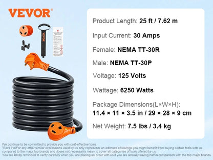 RV Extension Cord with LED Indicator Handle