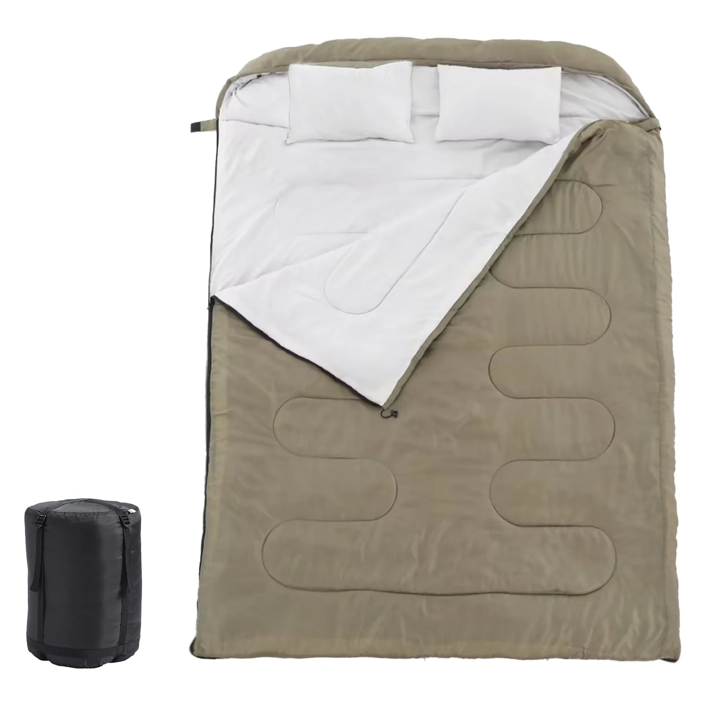 Lightweight 3 Season Portable Double Sleeping Bag with Pillow