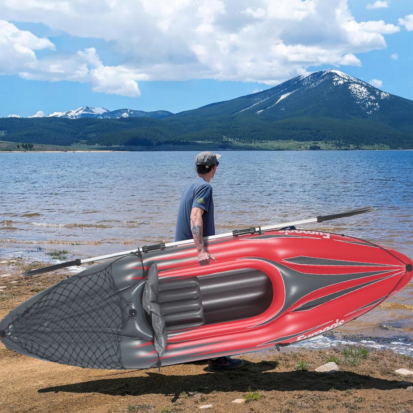 Inflatable Kayak Canoe, with Paddles, Bag, Seats,