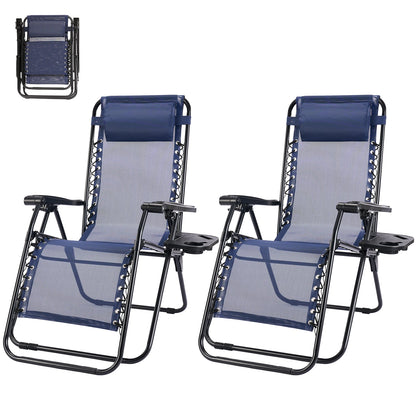 Outdoor Zero Gravity Chairs Set of 2 Folding Recliners