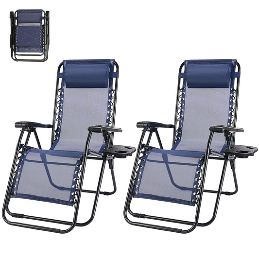 Outdoor Zero Gravity Chairs Set of 2 Folding Recliners