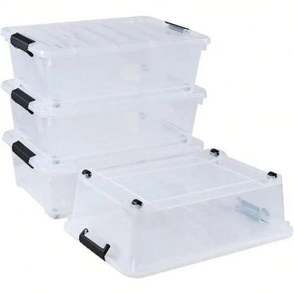 20 Quart Stackable Plastic Under Bed Bins With Lid