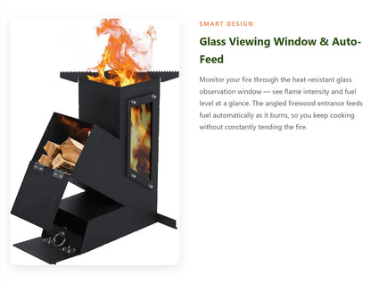 Portable Wood Burning Rocket Stove. Outdoor Cooking For Camping Grill Or Emergency Survival