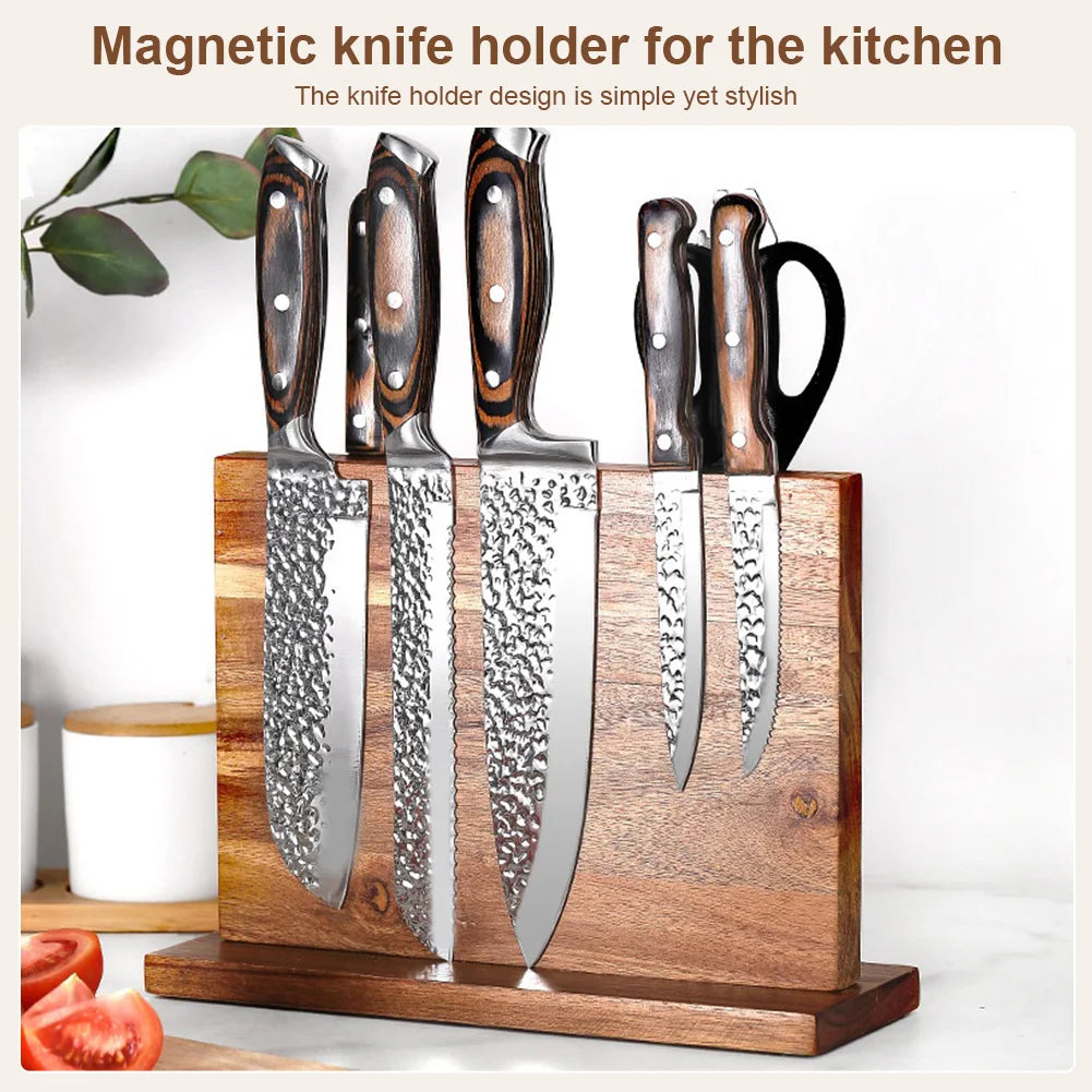Magnetic Knife Block with Strong Magnetism & Large Capacity.