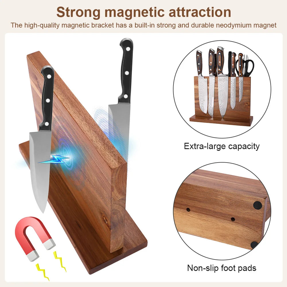 Magnetic Knife Block with Strong Magnetism & Large Capacity.