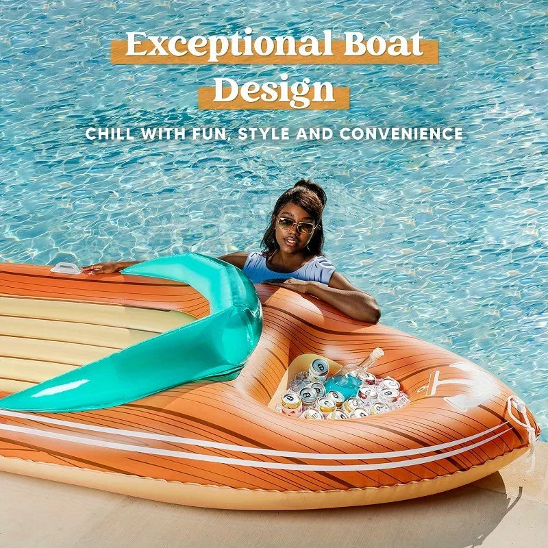 Giant Boat Pool Float with Cooler Inflatable Boat