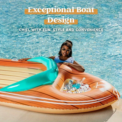 Giant Boat Pool Float with Cooler Inflatable Boat