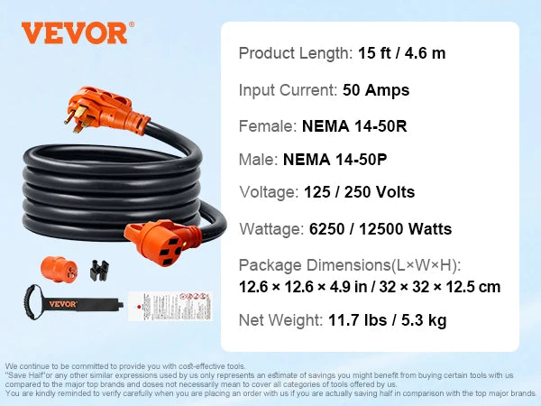 RV Extension Cord with LED Indicator Handle