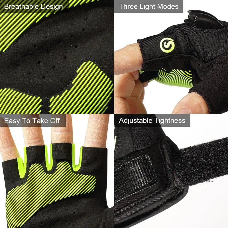 LED Gloves For Mountain Biking Fishing Night Sports Anti Slip