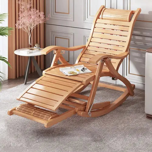 Heavy Duty Folding Rocking Chair Outdoor Furniture Adjustable Sun Lounger Chairs
