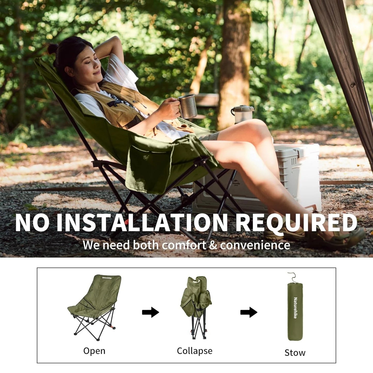 High Back Moon Chair Camping Outdoor Adjustable Lounge Chair