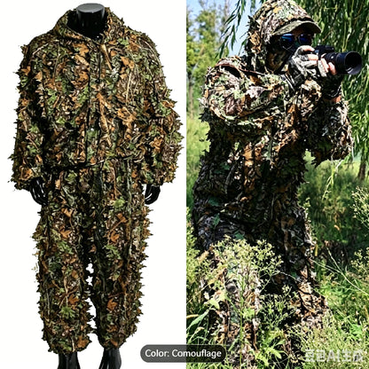 Unisex Ghillie Suit, 3D Lightweight Hunting Clothes, Hooded Camouflage Breathable Hunting Suit