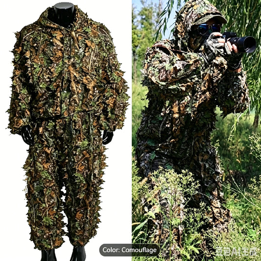 Unisex Ghillie Suit, 3D Lightweight Hunting Clothes, Hooded Camouflage Breathable Hunting Suit