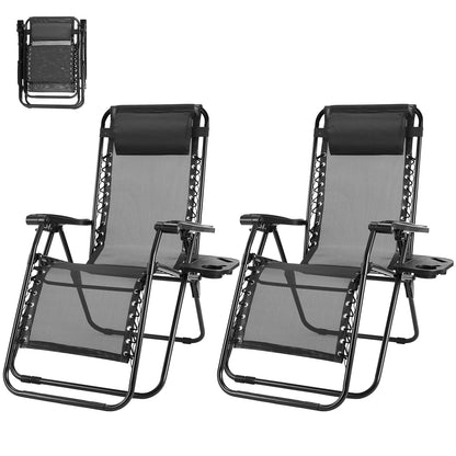 Outdoor Zero Gravity Chairs Set of 2 Folding Recliners