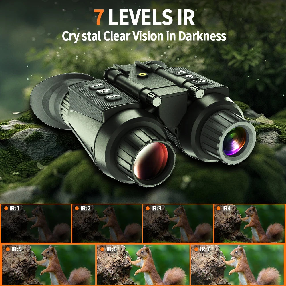 Head-Mounted Night Vision Goggles & Binoculars for Adults. Manual Focus & 8X Digital Zoom.