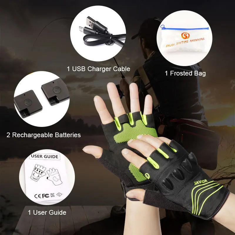 LED Gloves For Mountain Biking Fishing Night Sports Anti Slip