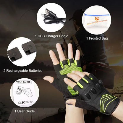 LED Gloves For Mountain Biking Fishing Night Sports Anti Slip