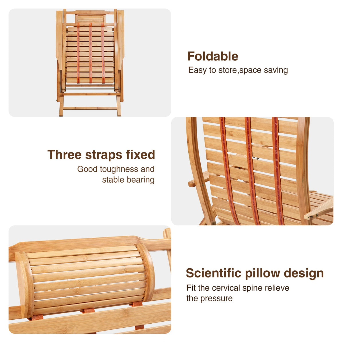 Heavy Duty Folding Rocking Chair Outdoor Furniture Adjustable Sun Lounger Chairs