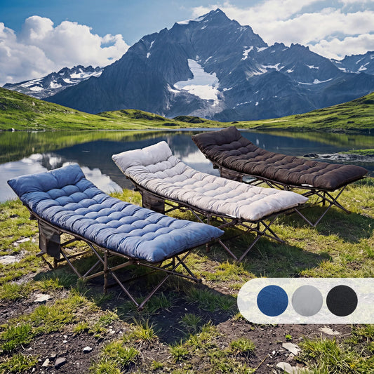 Folding Camping Bed, Beach, Lounge Chair.  3.5'' Cushion. 440 lbs Capacity