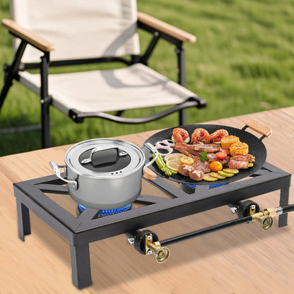 Double Burner Cast Iron Outdoor  Propane Stove