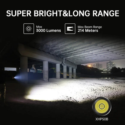 3000 Lumens EDC Rechargeable  Flashlight LED Powerful  Light Lantern