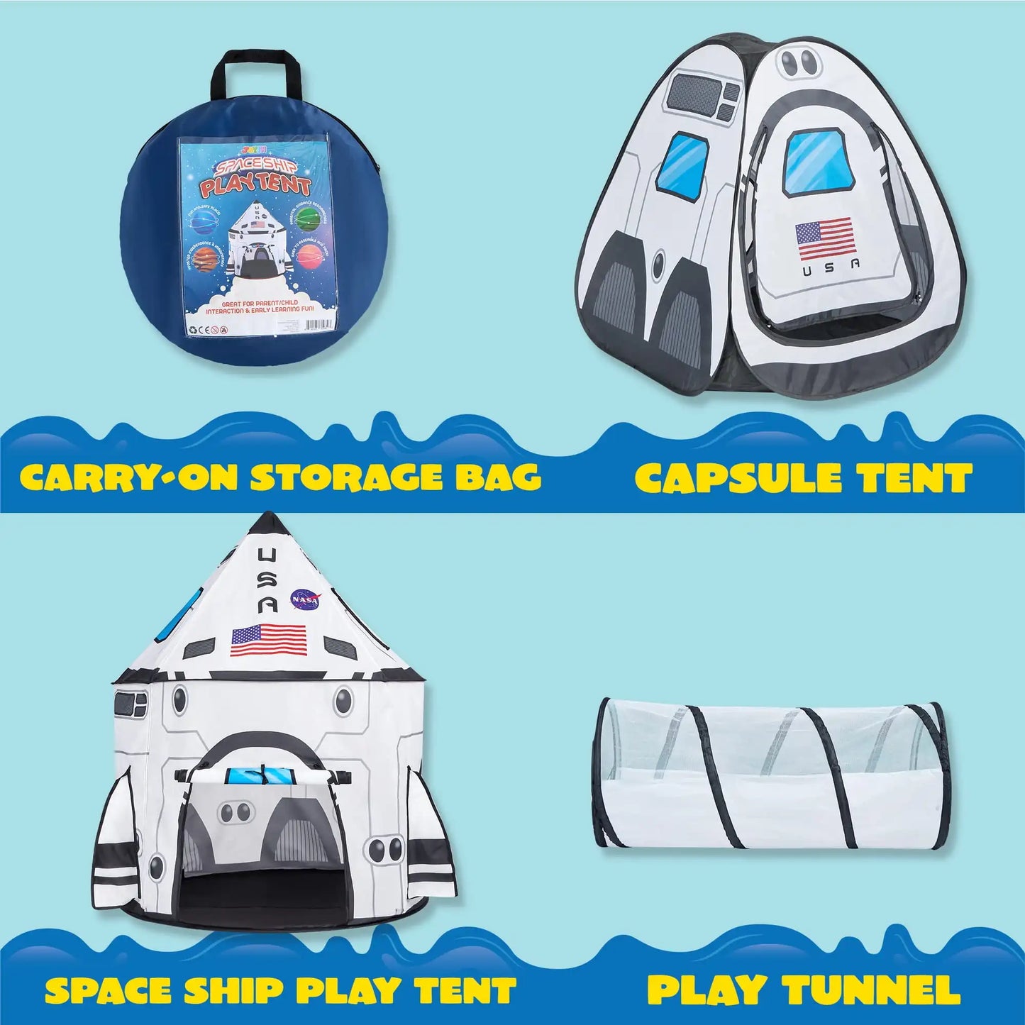 Rocket Ship 3-Piece Play House Tent